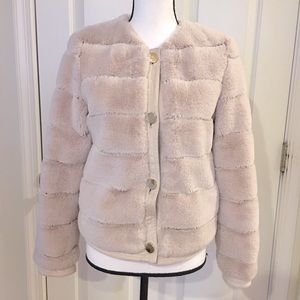 Eliza j blush pink faux shearling fur teddy jacket
